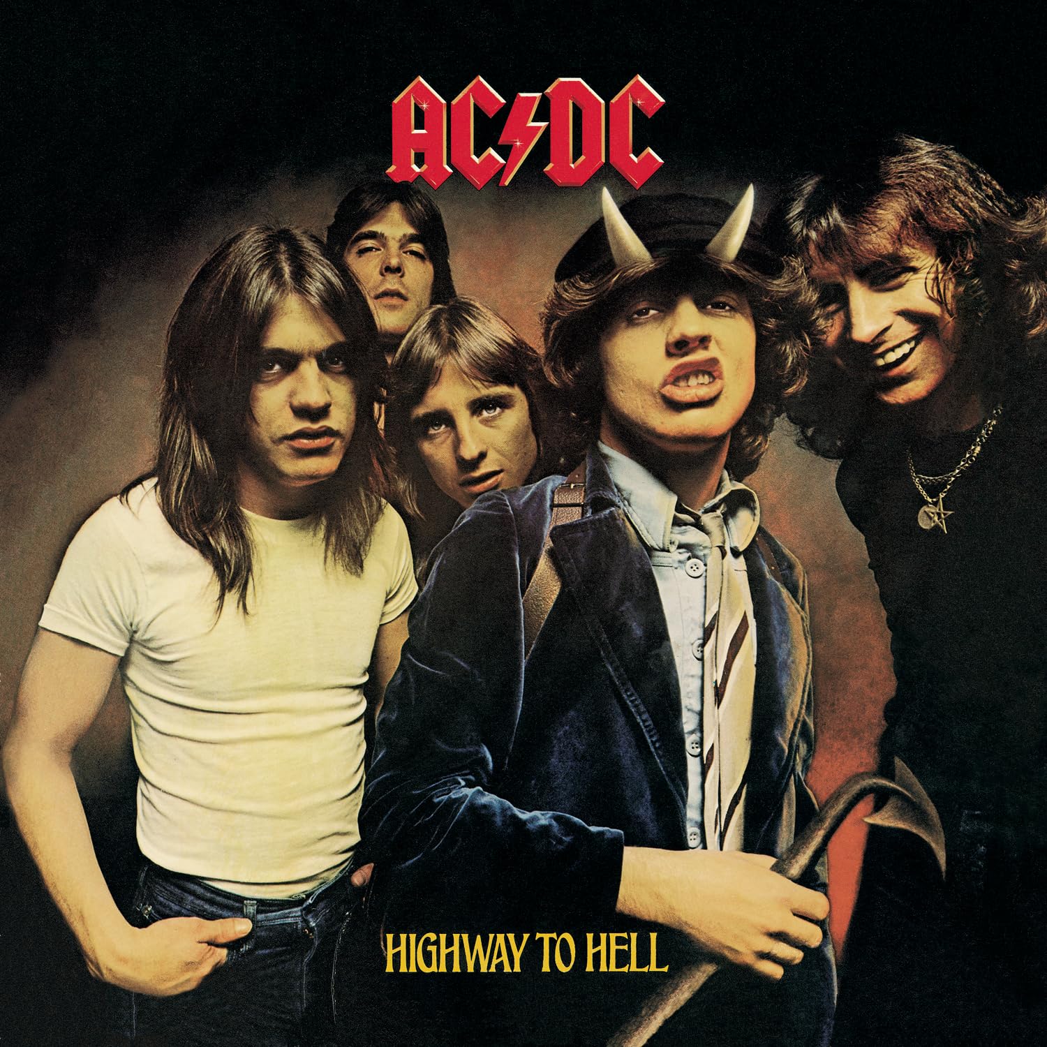 Pochette de l'album Highway To Hell, du groupe AC/DC dans sa formation originale